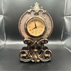 Antique Style Ornate Gilded Mantel Clock Quartz - Working 7 In Tall